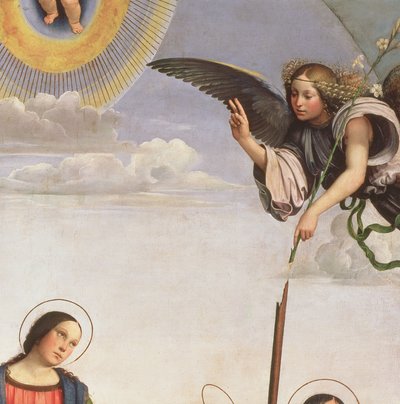 Annunciation and Saints, (detail) of the Archangel Gabriel, 1500 by Il Francia